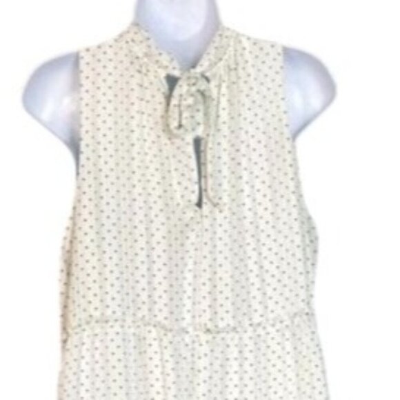 Sara Michelle Off-White Black Polka Dot Sleeveless Tiered Dress Flowy XL - Picture 4 of 8